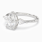 Pear Kite Side Three Stone Large Sides in Platinum top angle
