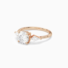 Round Kite Side Three Stone Large Sides in 14K Rose Gold top angle