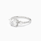 Round Kite Side Three Stone Large Sides in 14K White Gold top angle