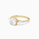 Round Kite Side Three Stone Large Sides in 18K Yellow Gold top angle