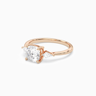 Cushion Kite Side Three Stone Small Sides in 14K Rose Gold top angle
