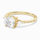 Cushion Kite Side Three Stone Small Sides in 14K Yellow Gold top angle