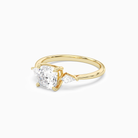 Cushion Kite Side Three Stone Small Sides in 18K Yellow Gold top angle