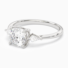 Cushion Kite Side Three Stone Small Sides in Platinum top angle