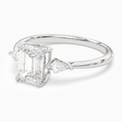 Emerald Kite Side Three Stone Small Sides in 14K White Gold top angle