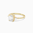 Emerald Kite Side Three Stone Small Sides in 14K Yellow Gold top angle