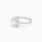 Emerald Kite Side Three Stone Small Sides in Platinum top angle