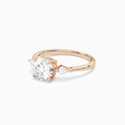 Round Kite Side Three Stone Small Sides in 14K Rose Gold top angle
