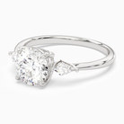 Round Kite Side Three Stone Small Sides in 14K White Gold top angle