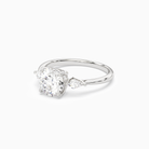 Round Kite Side Three Stone Small Sides in 18K White Gold top angle