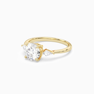 Round Kite Side Three Stone Small Sides in 18K Yellow Gold top angle