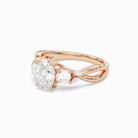 Oval Willow Composite Three Stone in 14K Rose Gold top angle