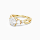 Oval Willow Composite Three Stone in 14K Yellow Gold top angle