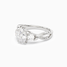 Oval Willow Composite Three Stone in Platinum top angle