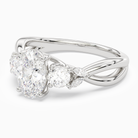 Oval Willow Composite Three Stone in Platinum top angle