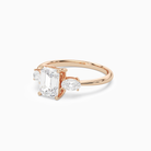 Emerald Classic Three Stone in 14K Rose Gold top angle
