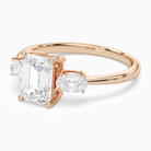 Emerald Classic Three Stone in 14K Rose Gold top angle