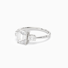 Emerald Classic Three Stone in 18K White Gold top angle
