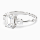 Emerald Classic Three Stone in 18K White Gold top angle