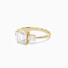 Emerald Classic Three Stone in 18K Yellow Gold top angle