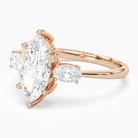 Marquise Classic Three Stone in 14K Rose Gold top angle
