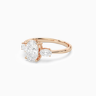 Oval Classic Three Stone in 14K Rose Gold top angle