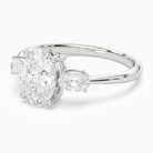 Oval Classic Three Stone in 14K White Gold top angle