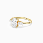 Oval Classic Three Stone in 18K Yellow Gold top angle