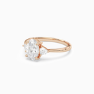 Oval Trillion Three Stone Large Sides in 14K Rose Gold top angle
