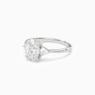 Oval Trillion Three Stone Large Sides in 18K White Gold top angle