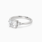 Cushion Pear Side Three Stone Classic in 14K White Gold top angle