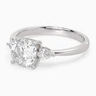 Cushion Pear Side Three Stone Classic in Platinum top angle