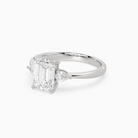 Emerald Pear Side Three Stone Classic in 14K White Gold top angle