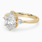 Pear Pear Side Three Stone Classic in 18K Yellow Gold top angle
