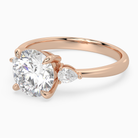 Round Pear Side Three Stone Classic in 14K Rose Gold top angle