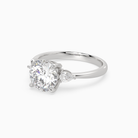Round Pear Side Three Stone Classic in 18K White Gold top angle