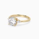 Round Pear Side Three Stone Classic in 18K Yellow Gold top angle