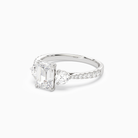 Emerald Round Side Three Stone Pavé in 14K White Gold top angle