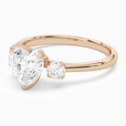 Heart Pear Three-Stone with Round Sides in 14K Rose Gold top angle