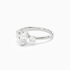 Heart Pear Three-Stone with Round Sides in Platinum top angle