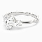 Heart Pear Three-Stone with Round Sides in Platinum top angle
