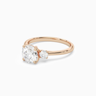 Round Pear Three-Stone with Round Sides in 14K Rose Gold top angle