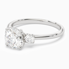 Round Pear Three-Stone with Round Sides in 18K White Gold top angle