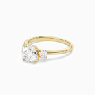 Round Pear Three-Stone with Round Sides in 18K Yellow Gold top angle