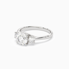 Round Round Three-Stone with Pear Sides in 14K White Gold top angle