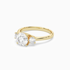 Round Round Three-Stone with Pear Sides in 14K Yellow Gold top angle