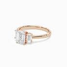 Emerald Emerald Three-Stone with Step-Cut Sides in 14K Rose Gold top angle