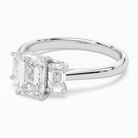 Emerald Emerald Three-Stone with Step-Cut Sides in 18K White Gold top angle