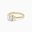 Emerald Emerald Three-Stone with Step-Cut Sides in 18K Yellow Gold top angle