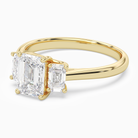 Emerald Emerald Three-Stone with Step-Cut Sides in 18K Yellow Gold top angle